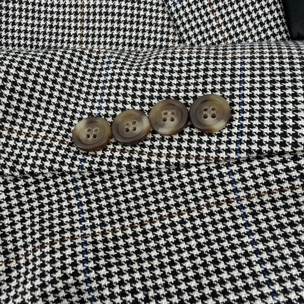 Jos. A. Bank Sport Coat Mens 44R Gray Silk Wool Houndstooth Windowpane Blazer